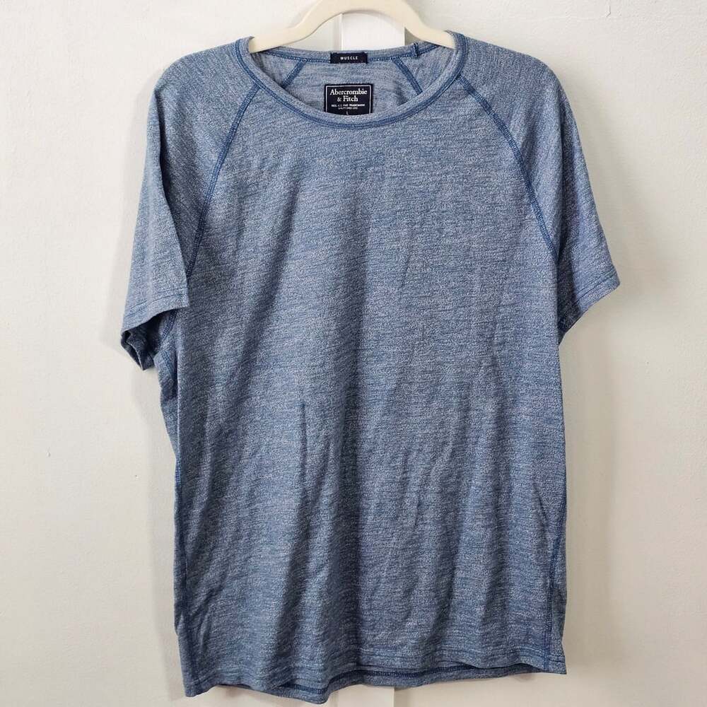 Abercrombie & Fitch Muscle L Blue Heather Raglan T Shirt Y2K Athletic 2000s